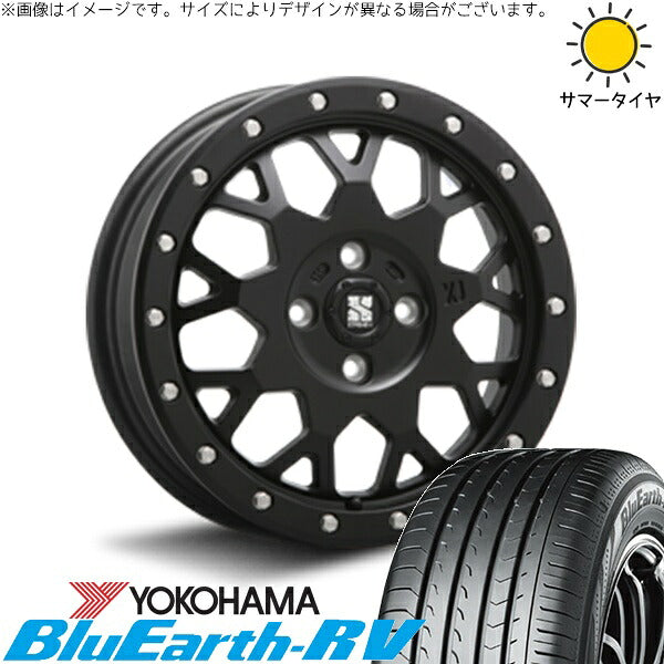 ヨコハマタイヤ ブルーアース RV03 155/65R14 ＋ エクストリームJ XJ04 サテンブラック 14インチ 4.5J +43 4H100P サマー・ホイール4本セット。1枚目。