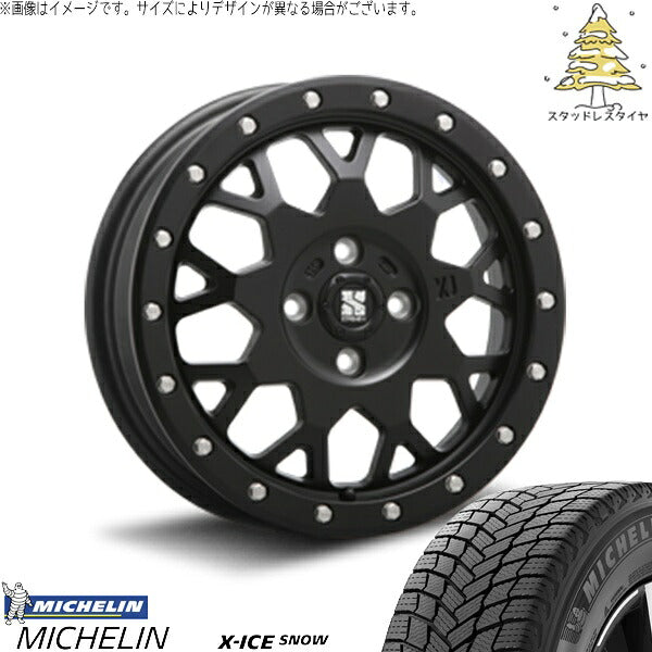 ミシュラン エックスアイス スノー 175/65R15 ＋ エクストリームJ XJ04 サテンブラック 15インチ 4.5J +43 4H100P スタッドレス・ホイール4本セット。1枚目。