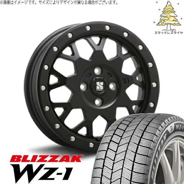 ブリヂストン ブリザック WZ-1 165/60R15 ＋ エクストリームJ XJ04 サテンブラック 15インチ 4.5J +43 4H100P スタッドレス・ホイール4本セット。1枚目。