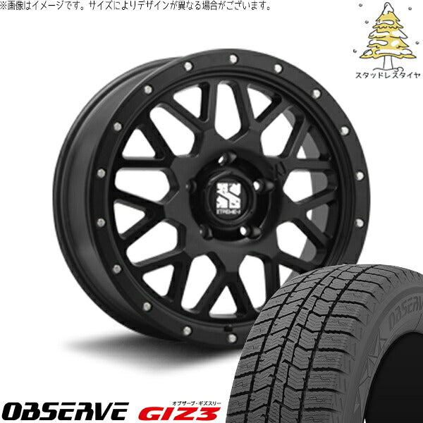 トーヨータイヤ オブザーブ GIZ3 215/65R16 ＋ エクストリームJ XJ04 サテンブラック 16インチ 7J +35 5H114.3P スタッドレス・ホイール4本セット。1枚目。