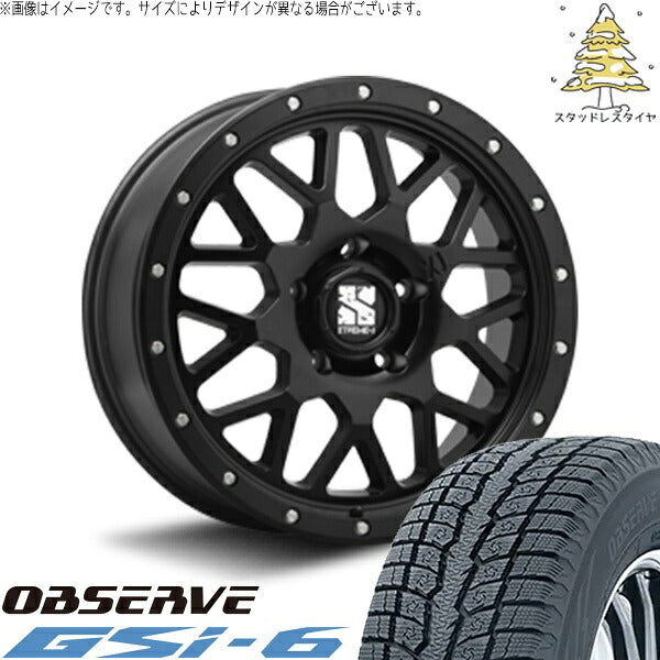 トーヨータイヤ オブザーブ Gsi-6 175/80R16 ＋ エクストリームJ XJ04 サテンブラック 16インチ 7J +35 5H114.3P スタッドレス・ホイール4本セット。1枚目。