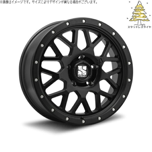 輸入スタッドレスタイヤ（銘柄指定不可） 205/55R16 ＋ エクストリームJ XJ04 サテンブラック 16インチ 7.0J +35 5H114.3P ホイール4本セット。1枚目。