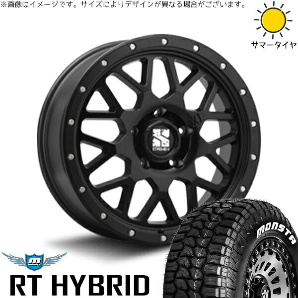 モンスタタイヤ RTハイブリッド (RT HYBRID) 185/85R16 ＋ エクストリームJ XJ04 サテンブラック 16インチ 7J +35 5H114.3P サマー・ホイール4本セット。1枚目。