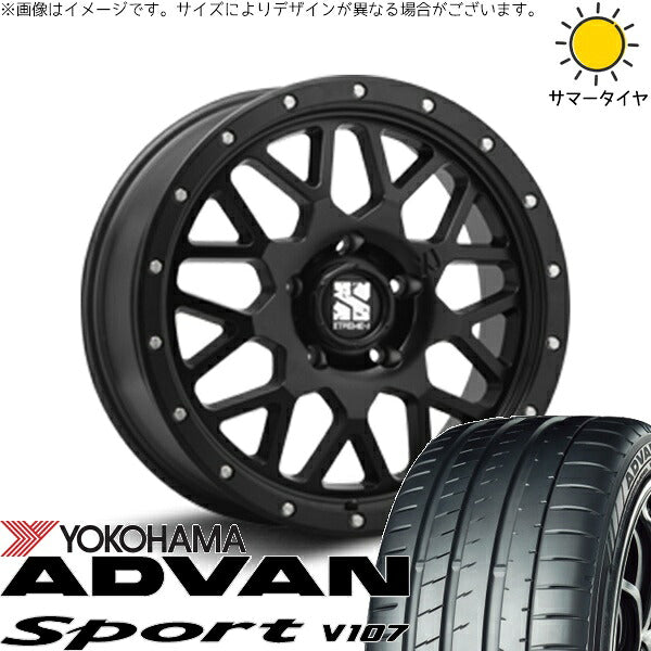 ヨコハマタイヤ アドバンスポーツ V107 255/50R20 ＋ エクストリームJ XJ04 サテンブラック 20インチ 8.5J +35 5H114.3P サマー・ホイール4本セット。1枚目。