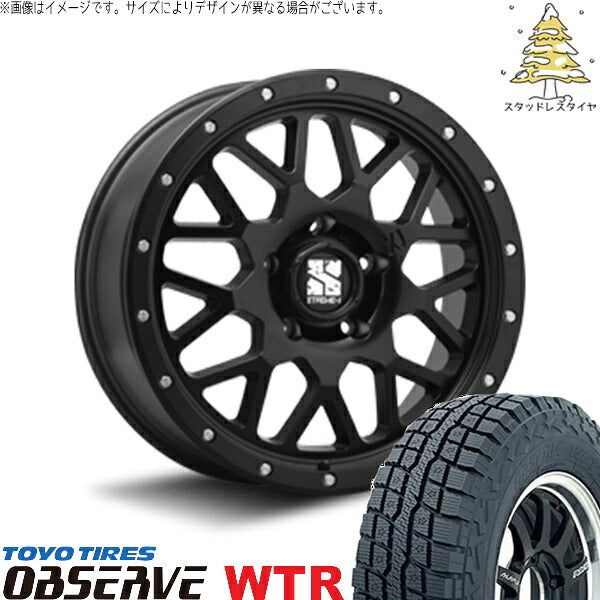 トーヨータイヤ オブザーブ W/T-R (OBSERVE WTR) 185/85R16 ＋ エクストリームJ XJ04 サテンブラック 16インチ 7.0J +35 5H114.3P スタッドレス・ホイール4本セット。1枚目。