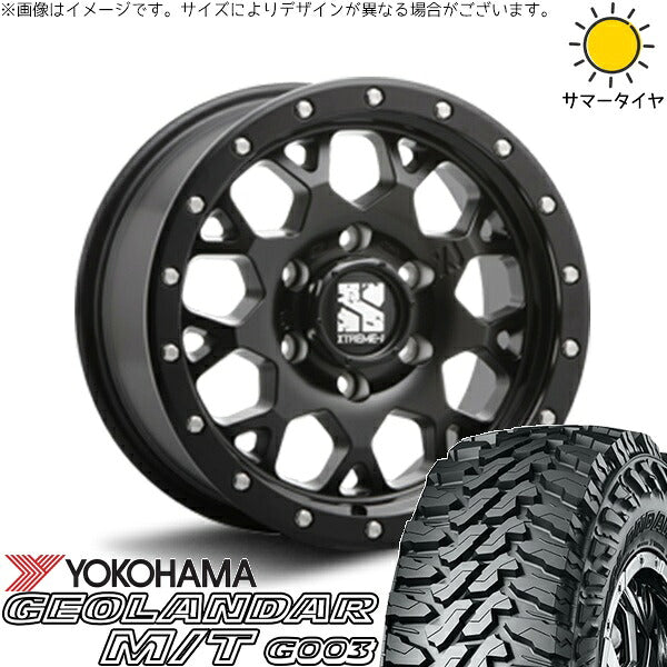 ヨコハマタイヤ ジオランダー M/T G003 225/70R16 ＋ エクストリームJ XJ04 サテンブラック 16インチ 5.5J +22 5H139.7P サマー・ホイール4本セット。1枚目。