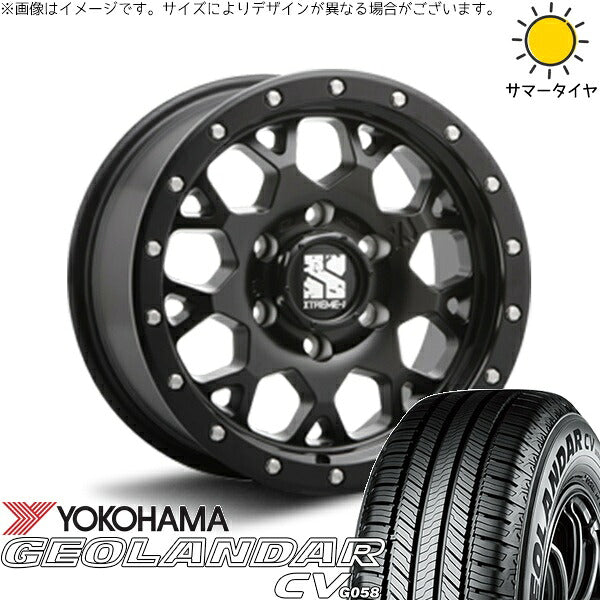 ヨコハマタイヤ ジオランダーCV G058 215/70R16 ＋ エクストリームJ XJ04 サテンブラック 16インチ 5.5J -5 5H139.7P サマー・ホイール4本セット。1枚目。