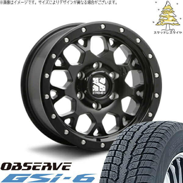 トーヨータイヤ オブザーブ Gsi-6 175/80R16 ＋ エクストリームJ XJ04 サテンブラック 16インチ 5.5J +22 5H139.7P スタッドレス・ホイール4本セット。1枚目。