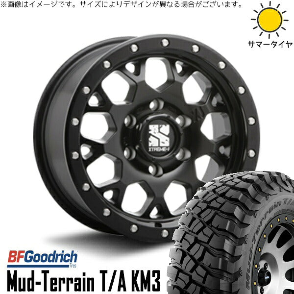 BFグッドリッチ マッドテレーン T/A KM3 265/70R17 ＋ エクストリームJ XJ04 サテンブラック 17インチ 8J +20 6H139.7P サマー・ホイール4本セット。1枚目。