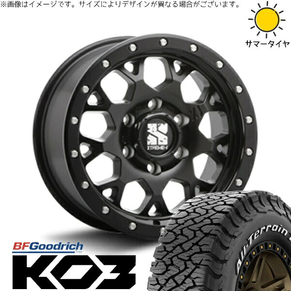 BFグッドリッチ オールテレーン T/A KO3 225/75R16 ＋ エクストリームJ XJ04 サテンブラック 16インチ 5.5J -5 5H139.7P サマー・ホイール4本セット。1枚目。