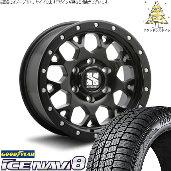 グッドイヤー アイスナビ8 215/65R16 ＋ エクストリームJ XJ04 サテンブラック 16インチ 6.5J +38 6H139.7P スタッドレス・ホイール4本セット。1枚目。
