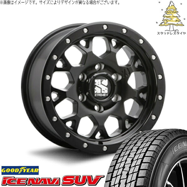 グッドイヤー アイスナビ SUV (ICENAVI SUV) 215/70R16 ＋ エクストリームJ XJ04 サテンブラック 16インチ 5.5J +22 5H139.7P スタッドレス・ホイール4本セット。1枚目。