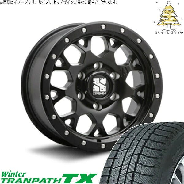 トーヨータイヤ ウィンタートランパス TX 215/70R16 ＋ エクストリームJ XJ04 サテンブラック 16インチ 5.5J +22 5H139.7P スタッドレス・ホイール4本セット。1枚目。