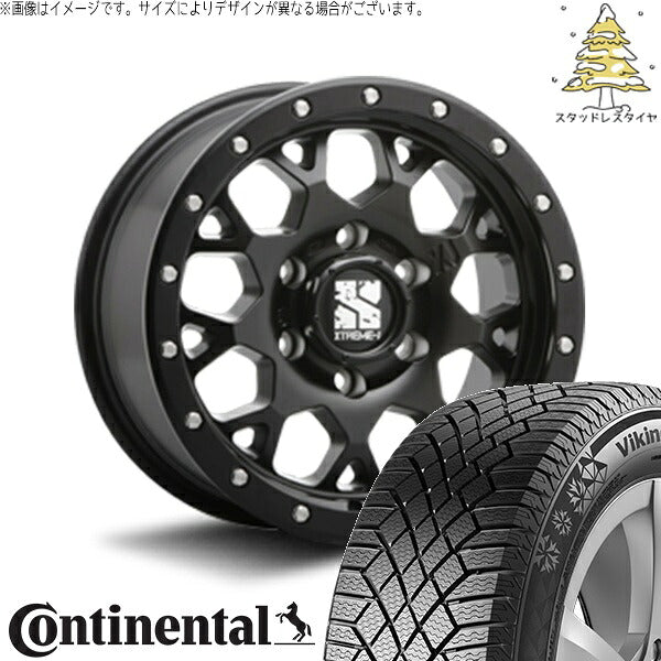 コンチネンタル バイキングコンタクト7 215/70R16 ＋ エクストリームJ XJ04 サテンブラック 16インチ 5.5J -5 5H139.7P スタッドレス・ホイール4本セット。1枚目。
