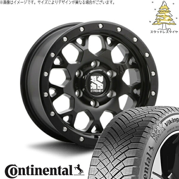 コンチネンタル バイキングコンタクト エイト (VikingContact8) 215/65R16 ＋ エクストリームJ XJ04 サテンブラック 16インチ 6.5J +38 6H139.7P スタッドレス・ホイール4本セット。1枚目。