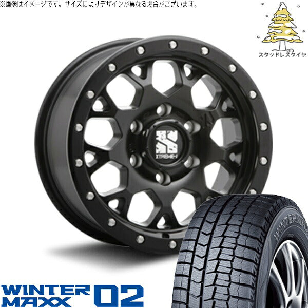 ダンロップ ウィンターマックス02 (WINTERMAXX02 WM02) 215/65R16 ＋ エクストリームJ XJ04 サテンブラック 16インチ 6.5J +35 6H139.7P スタッドレス・ホイール4本セット。1枚目。