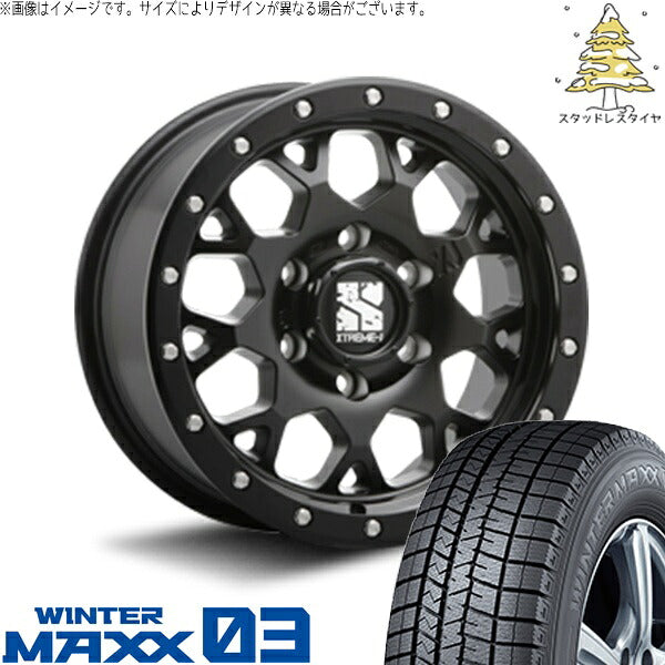 ダンロップ ウィンターマックス03 215/65R16 ＋ エクストリームJ XJ04 サテンブラック 16インチ 6.5J +38 6H139.7P スタッドレス・ホイール4本セット。1枚目。