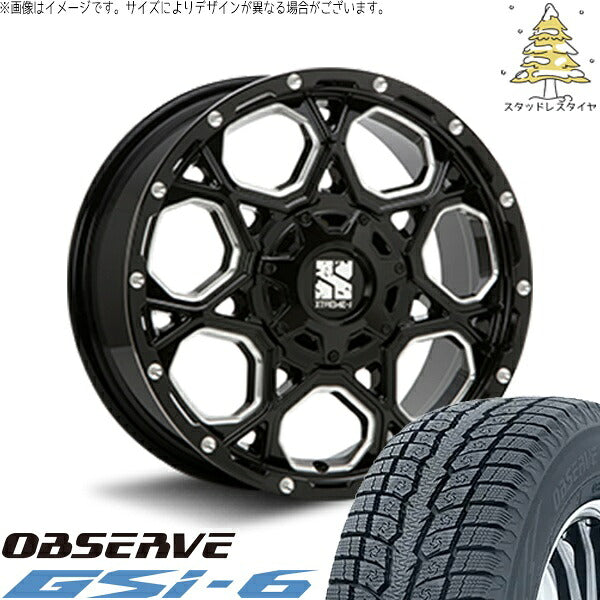 トーヨータイヤ オブザーブ Gsi-6 (OBSERVE Gsi-6) 215/70R16 ＋ エクストリームJ XJ06 グロスブラックミルド 16インチ 7.0J +42 5H100P スタッドレス・ホイール4本セット。1枚目。