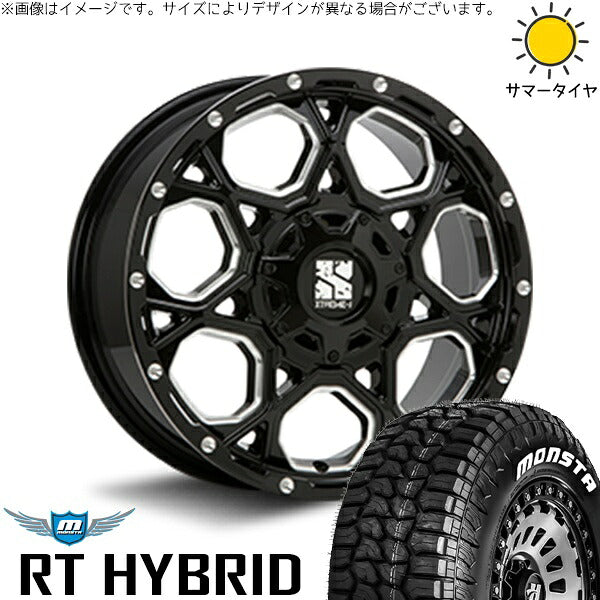 モンスタタイヤ RTハイブリッド (RT HYBRID) 215/65R16 ＋ エクストリームJ XJ06 グロスブラックミルド 16インチ 7J +42 5H100P サマー・ホイール4本セット。1枚目。