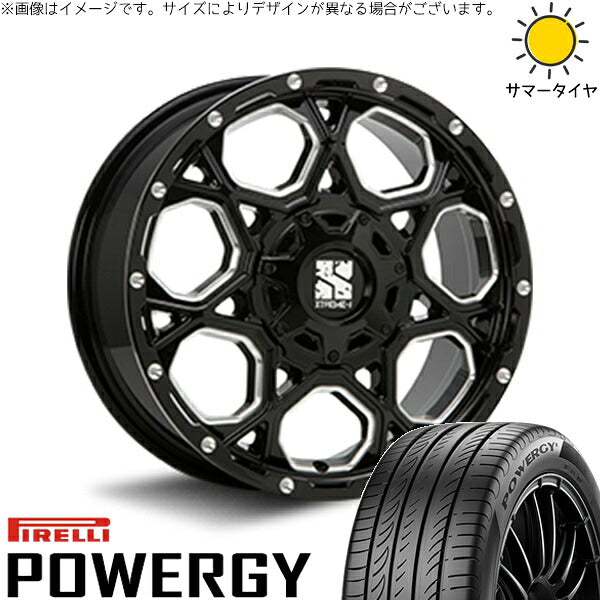 ピレリ パワジー 215/55R17 ＋ エクストリームJ XJ06 グロスブラックミルド 17インチ 7.5J +35 5H114.3P サマー・ホイール4本セット。1枚目。