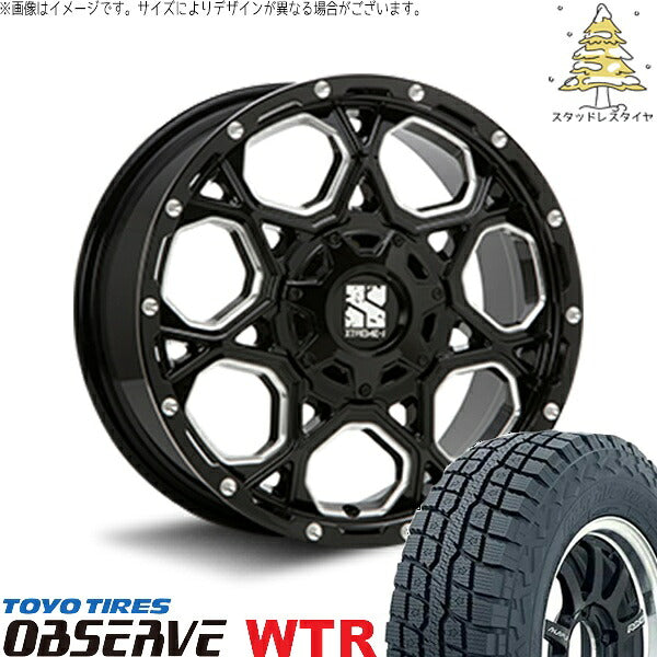 トーヨータイヤ オブザーブ W/T-R 245/65R17 ＋ エクストリームJ XJ06 グロスブラックミルド 17インチ 7.5J +35 5H114.3P スタッドレス・ホイール4本セット。1枚目。