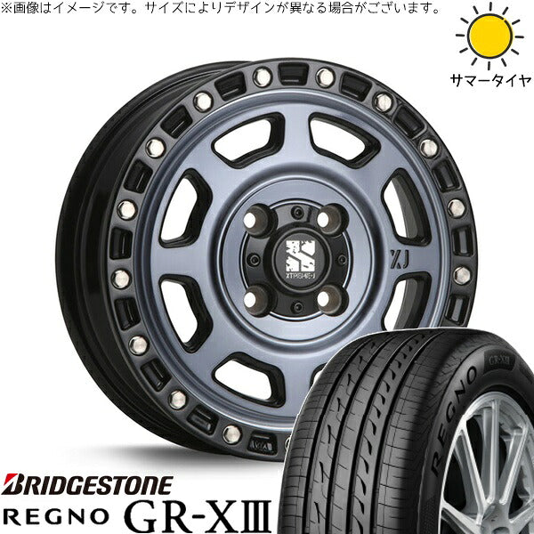 ブリヂストン レグノ GR-X3 165/55R15 ＋ エクストリームJ XJ07 グロスブラックミルド/インディゴ 15インチ 4.5J +43 4H100P サマー・ホイール4本セット。1枚目。
