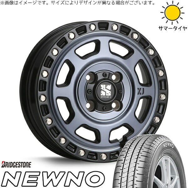 ブリヂストン ニューノ 145/80R13 ＋ エクストリームJ XJ07 グロスブラックミルド/インディゴ 13インチ 4.00B +43 4H100P サマー・ホイール4本セット。1枚目。
