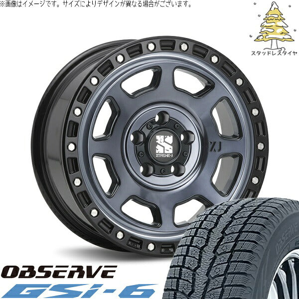 トーヨータイヤ オブザーブ Gsi-6 175/80R16 ＋ エクストリームJ XJ07 グロスブラックミルド/インディゴ 16インチ 7J +35 5H114.3P スタッドレス・ホイール4本セット。1枚目。