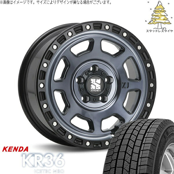 ケンダ アイステックネオ KR36 215/70R16 ＋ エクストリームJ XJ07 グロスブラックミルド/インディゴ 16インチ 7J +35 5H114.3P スタッドレス・ホイール4本セット。1枚目。