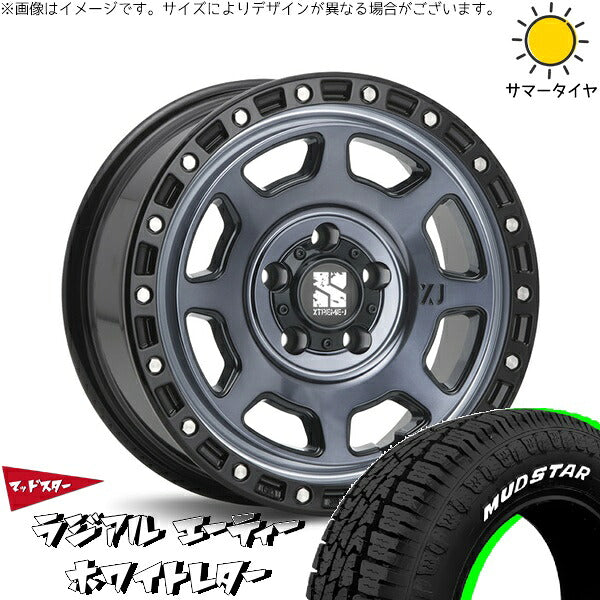 マッドスター ラジアル A/T (RADIAL A/T) 215/65R16 ＋ エクストリームJ XJ07 グロスブラックミルド/インディゴ 16インチ 7J +35 5H114.3P サマー・ホイール4本セット。1枚目。