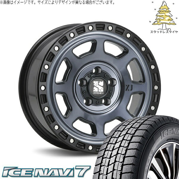 グッドイヤー アイスナビ7 215/65R16 ＋ エクストリームJ XJ07 グロスブラックミルド/インディゴ 16インチ 7J +35 5H114.3P スタッドレス・ホイール4本セット。1枚目。