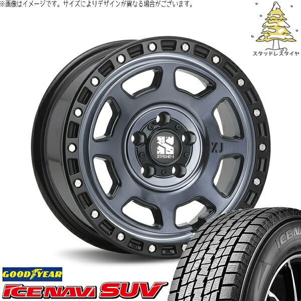 グッドイヤー アイスナビ SUV (ICENAVI SUV) 215/65R16 ＋ エクストリームJ XJ07 グロスブラックミルド/インディゴ 16インチ 7.0J +35 5H114.3P スタッドレス・ホイール4本セット。1枚目。