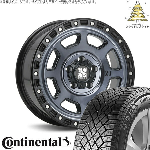コンチネンタル バイキングコンタクト7 205/65R16 ＋ エクストリームJ XJ07 グロスブラックミルド/インディゴ 16インチ 7J +35 5H114.3P スタッドレス・ホイール4本セット。1枚目。
