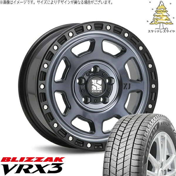 ブリヂストン ブリザック VRX3 (BLIZZAK VRX3) 215/65R16 ＋ エクストリームJ XJ07 グロスブラックミルド/インディゴ 16インチ 7.0J +35 5H114.3P スタッドレス・ホイール4本セット。1枚目。