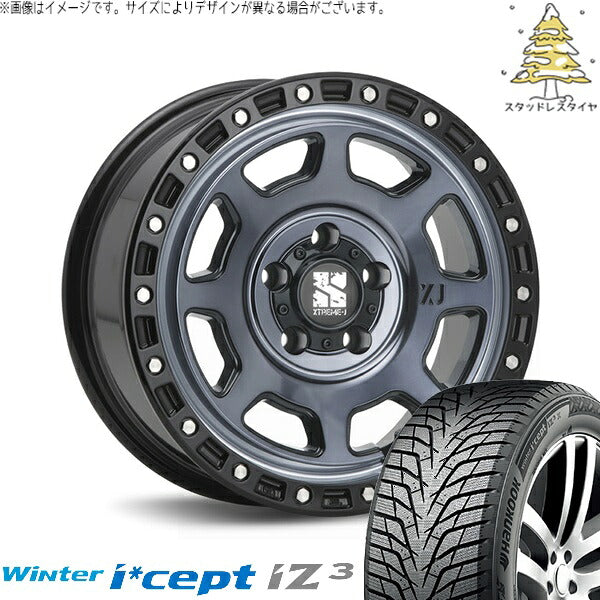 ハンコック ウィンターアイセプト IZ3 W636 205/65R16 ＋ エクストリームJ XJ07 グロスブラックミルド/インディゴ 16インチ 7J +35 5H114.3P スタッドレス・ホイール4本セット。1枚目。