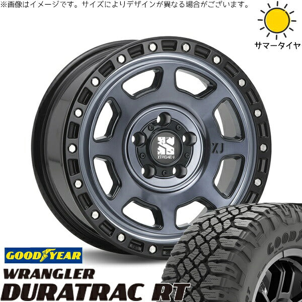 グッドイヤー ラングラー デュラトラック RT 265/70R17 ＋ エクストリームJ XJ07 グロスブラックミルド/インディゴ 17インチ 8J +38 5H127P サマー・ホイール4本セット。1枚目。