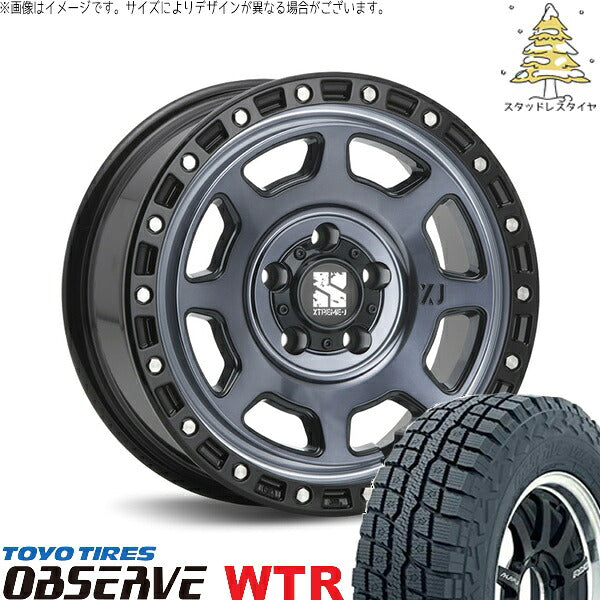 トーヨータイヤ オブザーブ W/T-R (OBSERVE WTR) 235/70R16 ＋ エクストリームJ XJ07 グロスブラックミルド/インディゴ 16インチ 7.0J +35 5H114.3P スタッドレス・ホイール4本セット。1枚目。