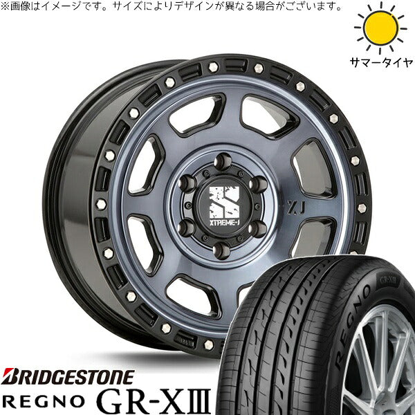 ブリヂストン レグノ GR-X3 RV 215/65R16 ＋ エクストリームJ XJ07 グロスブラックミルド/インディゴ 16インチ 6.5J +38 6H139.7P サマー・ホイール4本セット。1枚目。