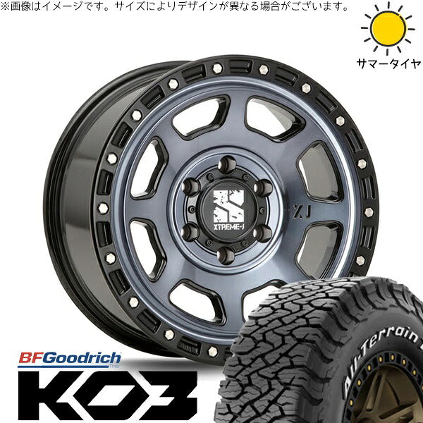 BFグッドリッチ オールテレーン T/A KO3 215/70R16 ＋ エクストリームJ XJ07 グロスブラックミルド/インディゴ 16インチ 6.5J +38 6H139.7P サマー・ホイール4本セット。1枚目。