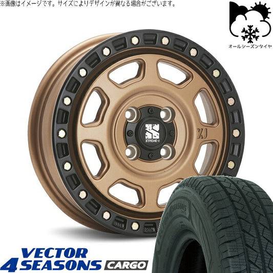 グッドイヤー ベクター4シーズンズ カーゴ 145/80R12 ＋ エクストリームJ XJ07 マットブロンズ/ブラックリム 12インチ 4.00B +42 4H100P オールシーズン・ホイール4本セット。1枚目。