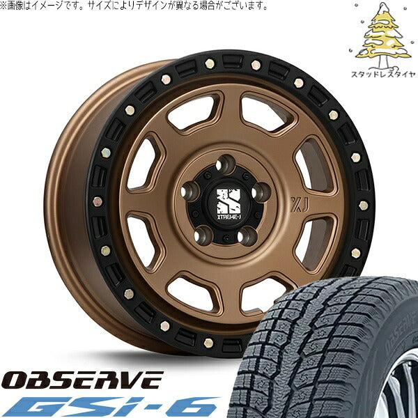 トーヨータイヤ オブザーブ Gsi-6 225/70R16 ＋ エクストリームJ XJ07 マットブロンズ/ブラックリム 16インチ 7J +35 5H114.3P スタッドレス・ホイール4本セット。1枚目。