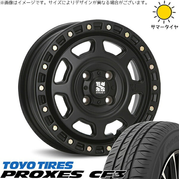 トーヨータイヤ プロクセス CF3 165/70R14 ＋ エクストリームJ XJ07 サテンブラック 14インチ 4.5J +43 4H100P サマー・ホイール4本セット。1枚目。