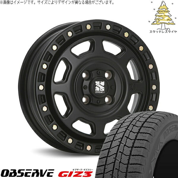 トーヨータイヤ オブザーブ GIZ3 165/65R14 ＋ エクストリームJ XJ07 サテンブラック 14インチ 5J +30 4H100P スタッドレス・ホイール4本セット。1枚目。