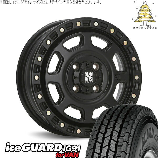 ヨコハマタイヤ アイスガード91 (iceGUARD91 IG91) 145/80R12 ＋ エクストリームJ XJ07 サテンブラック 12インチ 4.00B +42 4H100P スタッドレス・ホイール4本セット。1枚目。
