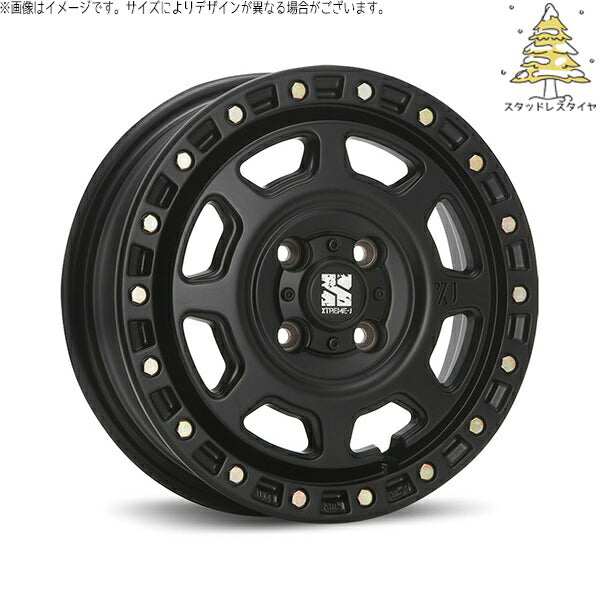 輸入スタッドレスタイヤ（銘柄指定不可） 165/65R14 ＋ エクストリームJ XJ07 サテンブラック 14インチ 5J +30 4H100P ホイール4本セット。1枚目。