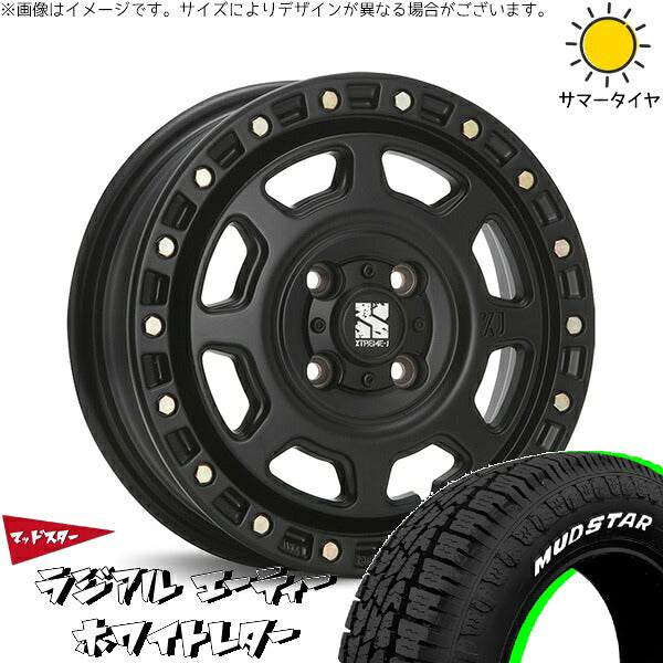 マッドスター ラジアルAT 165/65R14 ＋ エクストリームJ XJ07 サテンブラック 14インチ 5J +30 4H100P サマー・ホイール4本セット。1枚目。