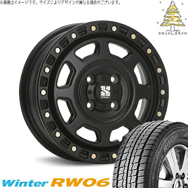 ハンコック ウィンター RW06 185R14 ＋ エクストリームJ XJ07 サテンブラック 14インチ 5J +42 4H114.3P スタッドレス・ホイール4本セット。1枚目。