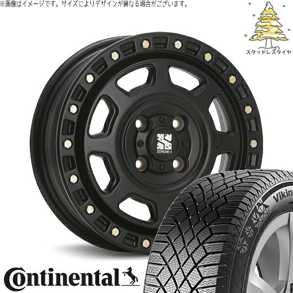 コンチネンタル バイキングコンタクト セブン (VikingContact7) 175/65R15 ＋ エクストリームJ XJ07 サテンブラック 15インチ 4.5J +43 4H100P スタッドレス・ホイール4本セット。1枚目。