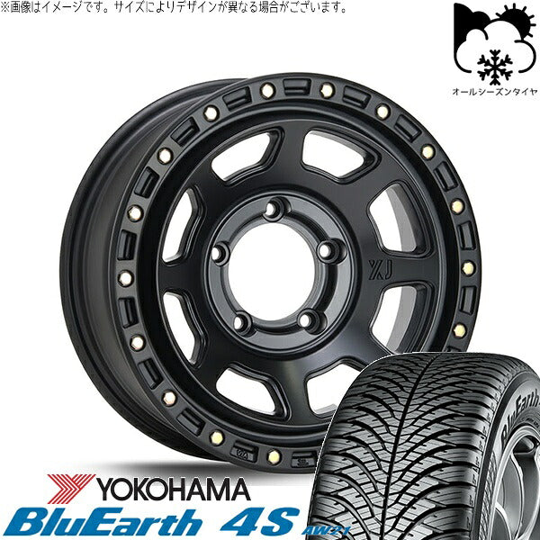 ヨコハマタイヤ ブルーアース4S AW21 215/70R16 ＋ エクストリームJ XJ07 サテンブラック 16インチ 5.5J +20 5H139.7P オールシーズン・ホイール4本セット。1枚目。
