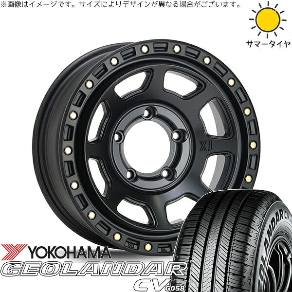 ヨコハマタイヤ ジオランダーCV G058 175/80R16 ＋ エクストリームJ XJ07 サテンブラック 16インチ 5.5J +20 5H139.7P サマー・ホイール4本セット。1枚目。